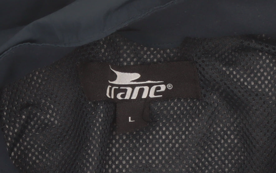 Crane Men's Blue Lightweight Windbreaker Jacket L Reflective Cycling Coat
