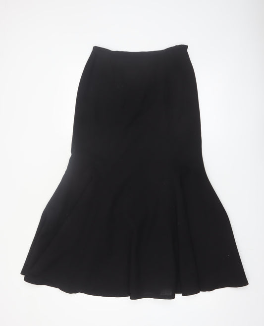 Jaeger Women Black Wool Midi Trumpet Skirt Size 8