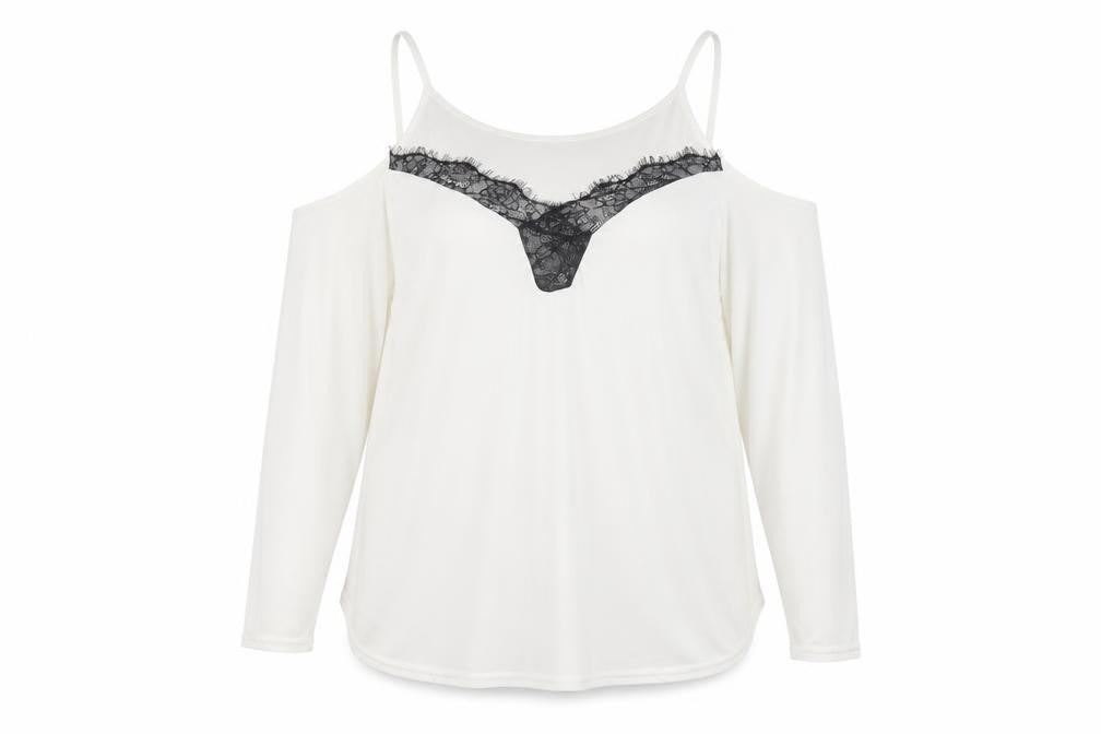 Boohoo Womens Ivory Lace Cold Shoulder Blouse Size 18