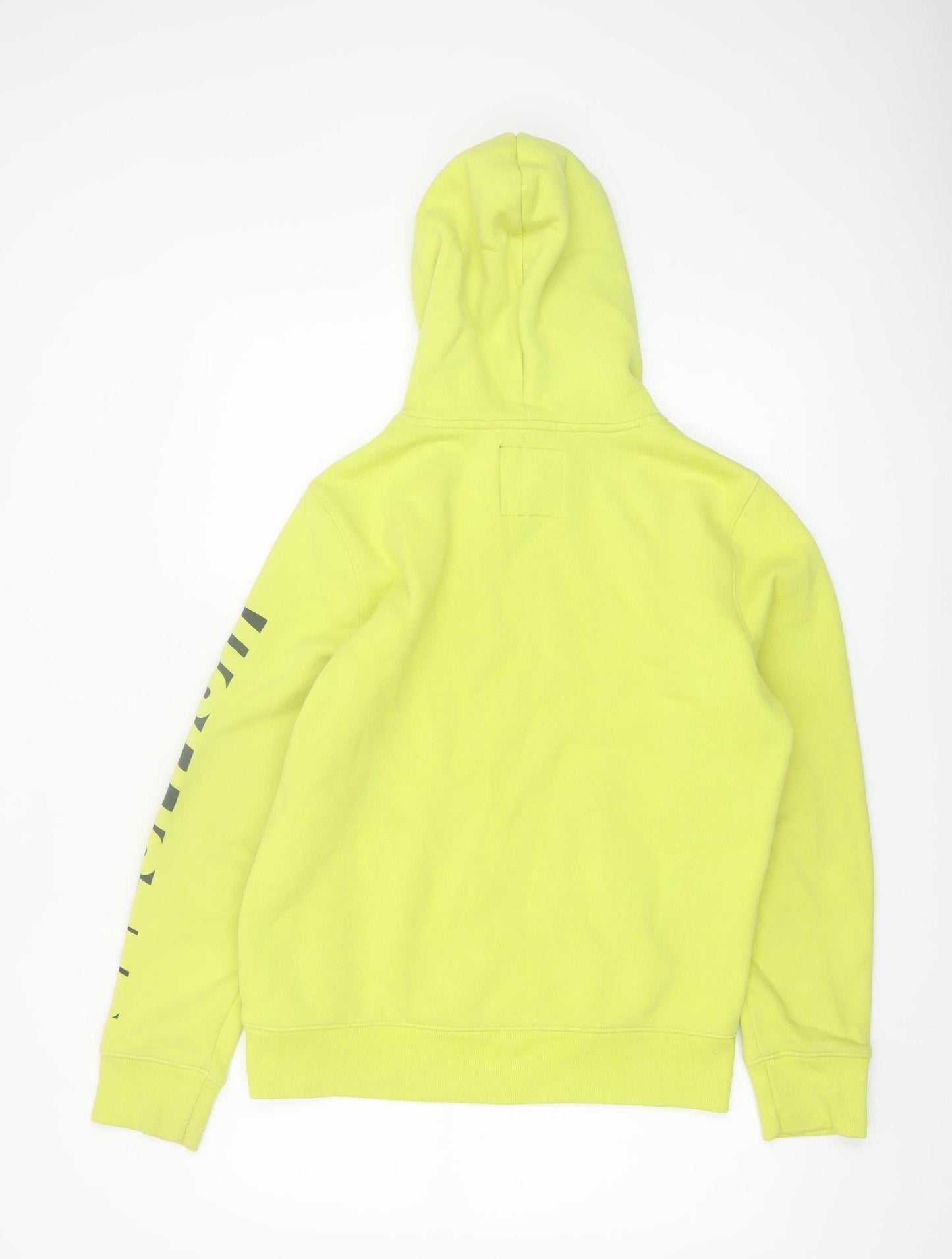 Hollister Men’s Yellow Pullover Hoodie S Fleece Logo Print