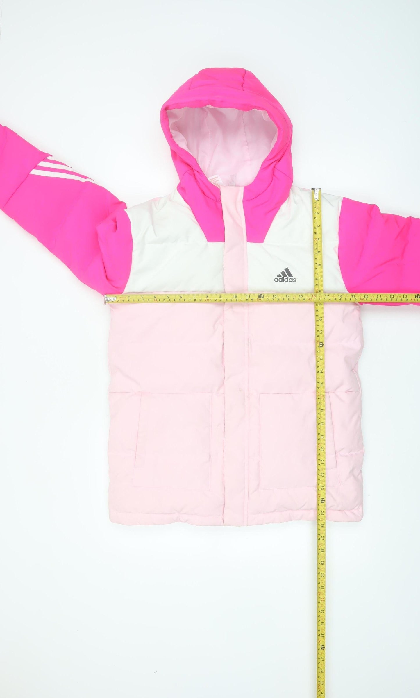 Adidas Girls Pink Hooded Puffer Jacket 13-14 Years Insulated Winter Coat