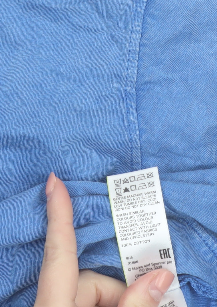 Marks and Spencer Women Blue Cotton Happy Days T-Shirt Size 22