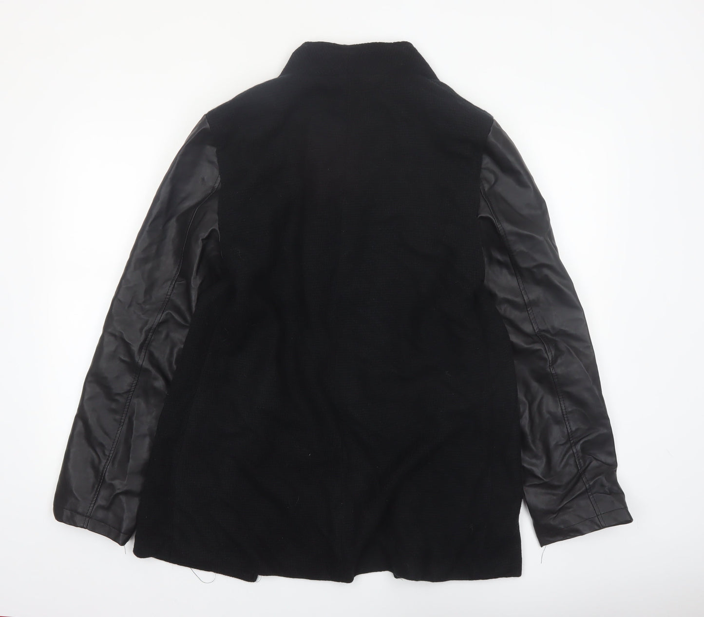 West Street Haku Womens Black Wool Faux Leather Blazer XXL