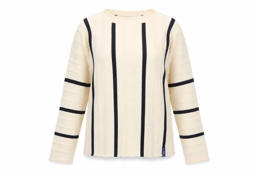 Knits de Sud Women’s Beige Striped Cotton Jumper Size M