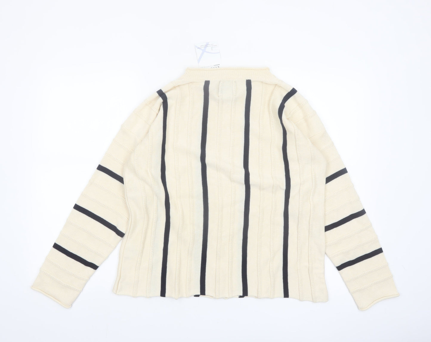 Knits de Sud Women’s Beige Striped Cotton Jumper Size M