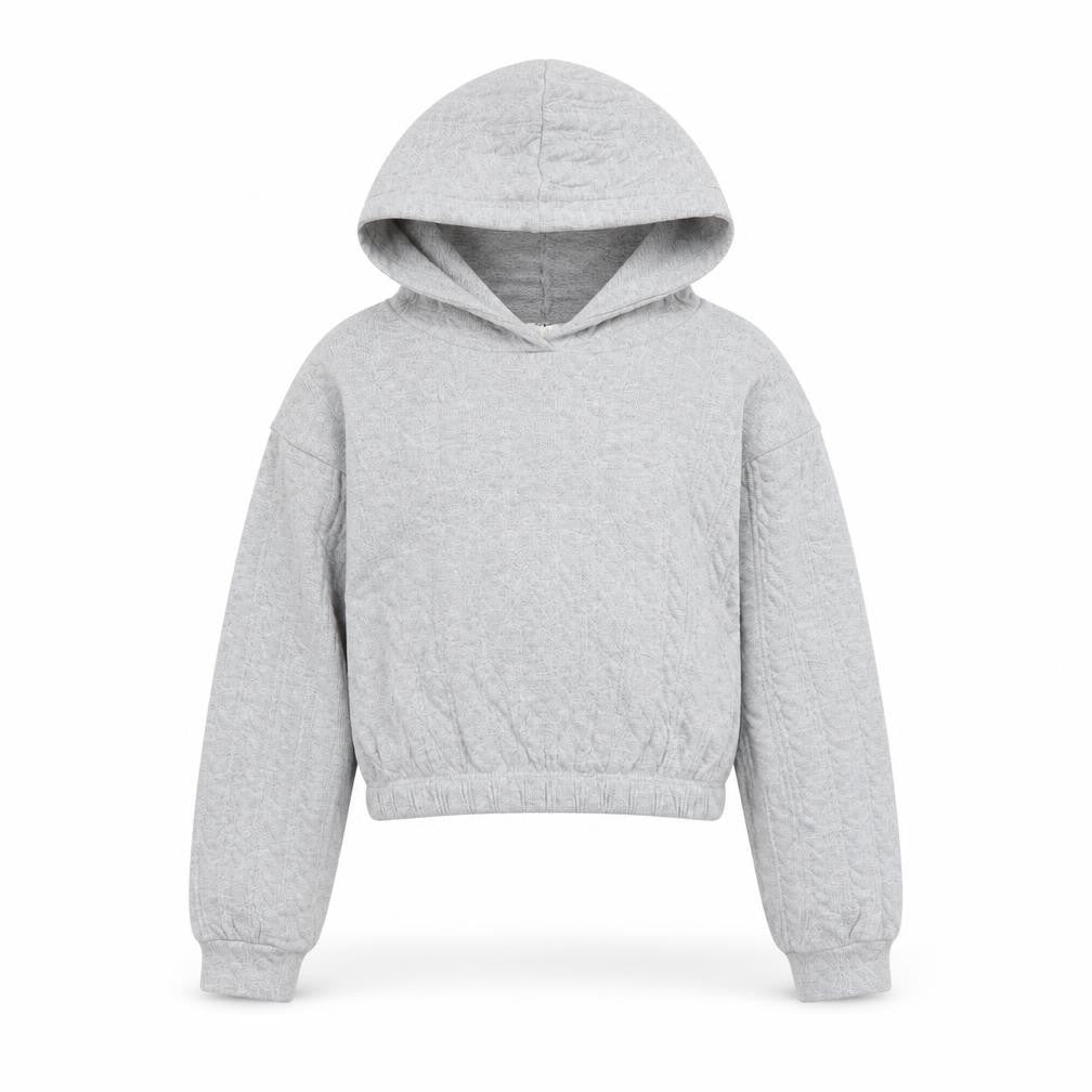 Candy Couture Girls Grey Hooded Pullover Hoodie Age 12 Lightweight Knit