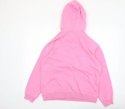 Close-up detail of H&M Women Pink Mickey Mouse Pullover Hoodie, size S