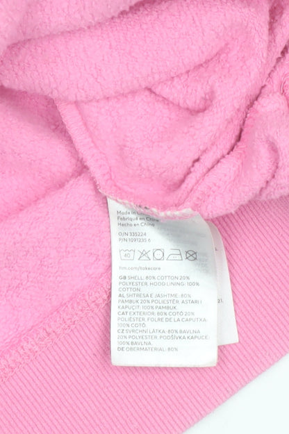 Brand and care label for H&M Women Pink Mickey Mouse Pullover Hoodie, size S