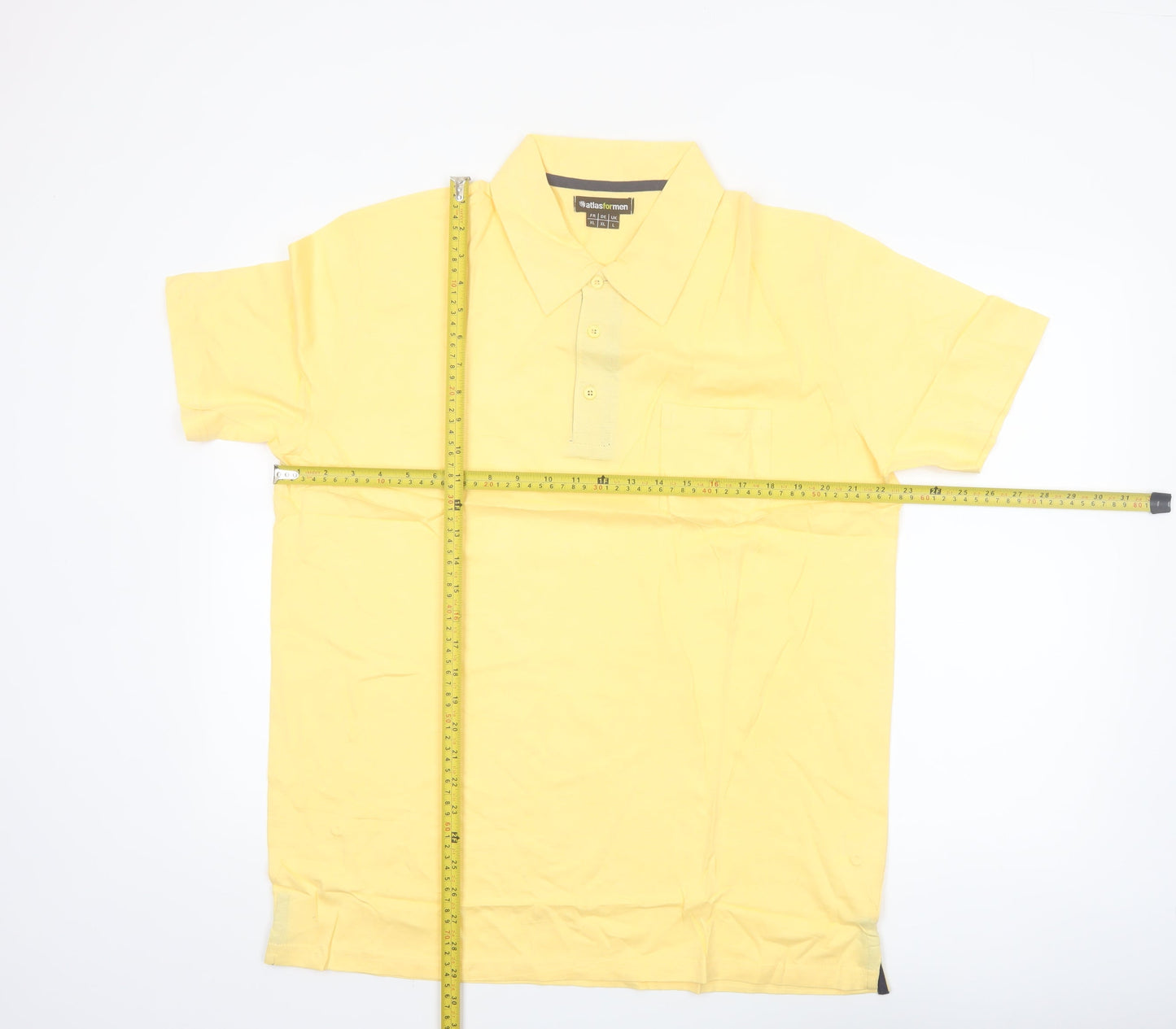 Atlas for Men Yellow Cotton Short Sleeve Polo Shirt L Regular Fit