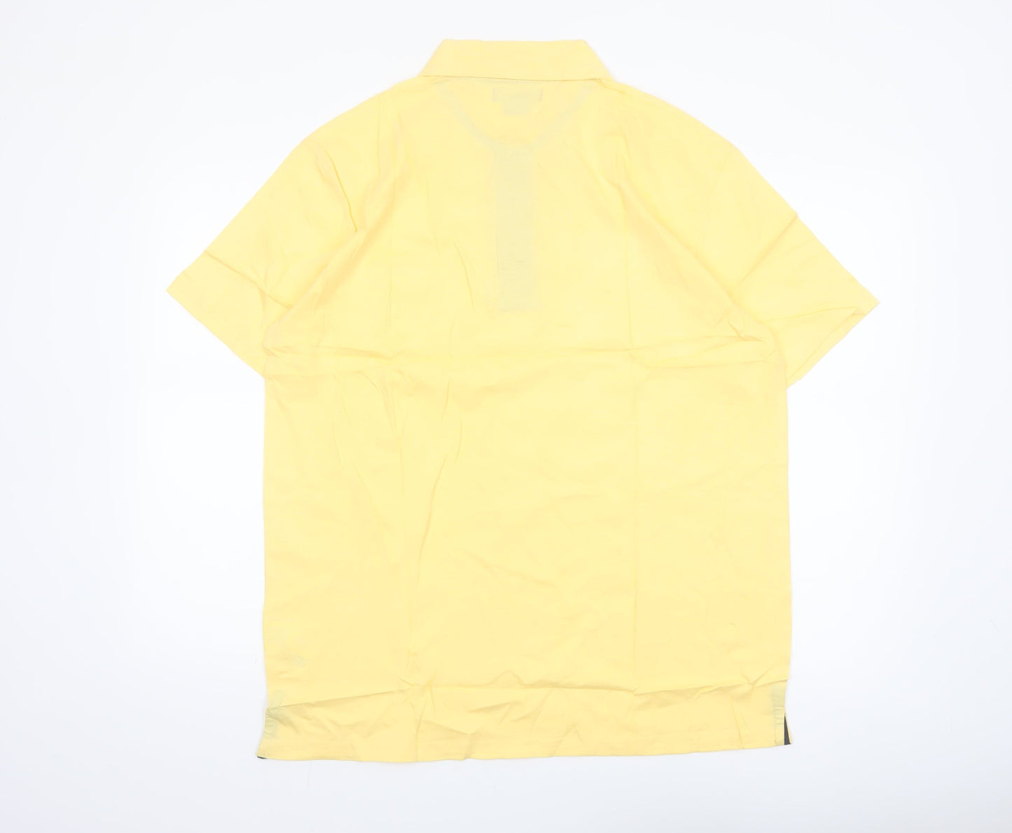 Atlas for Men Yellow Cotton Short Sleeve Polo Shirt L Regular Fit