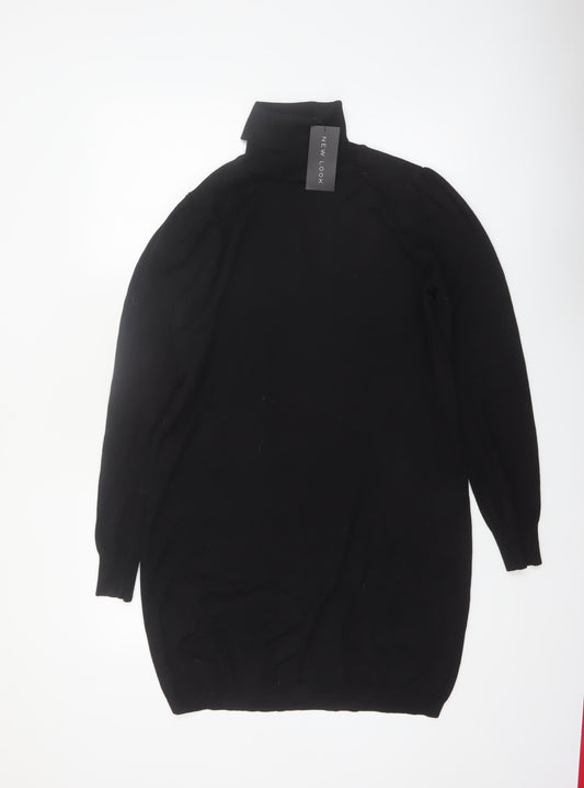 New Look Women Black Roll Neck Long Sleeve Jumper Dress Size 18