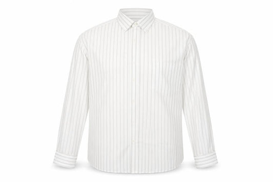 Thomas Nash Men's White Striped Long Sleeve Button-Up Shirt 16.5in Regular Fit