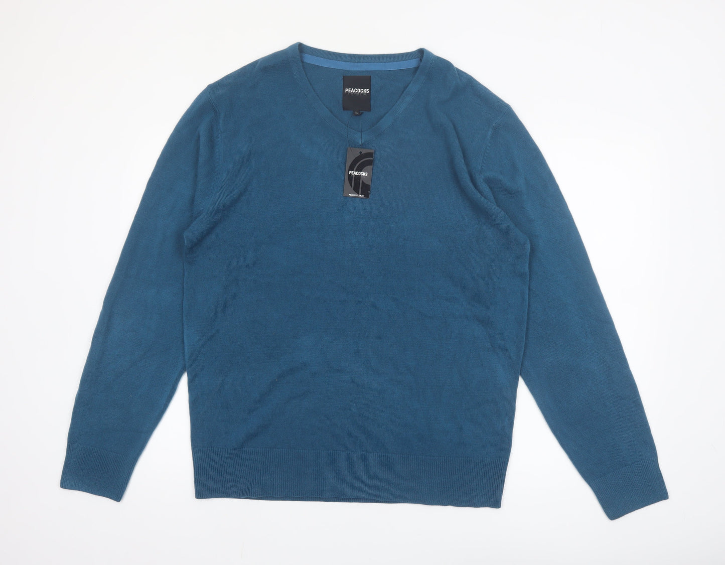 Peacocks Mens Blue V-Neck Acrylic Knit Jumper XL