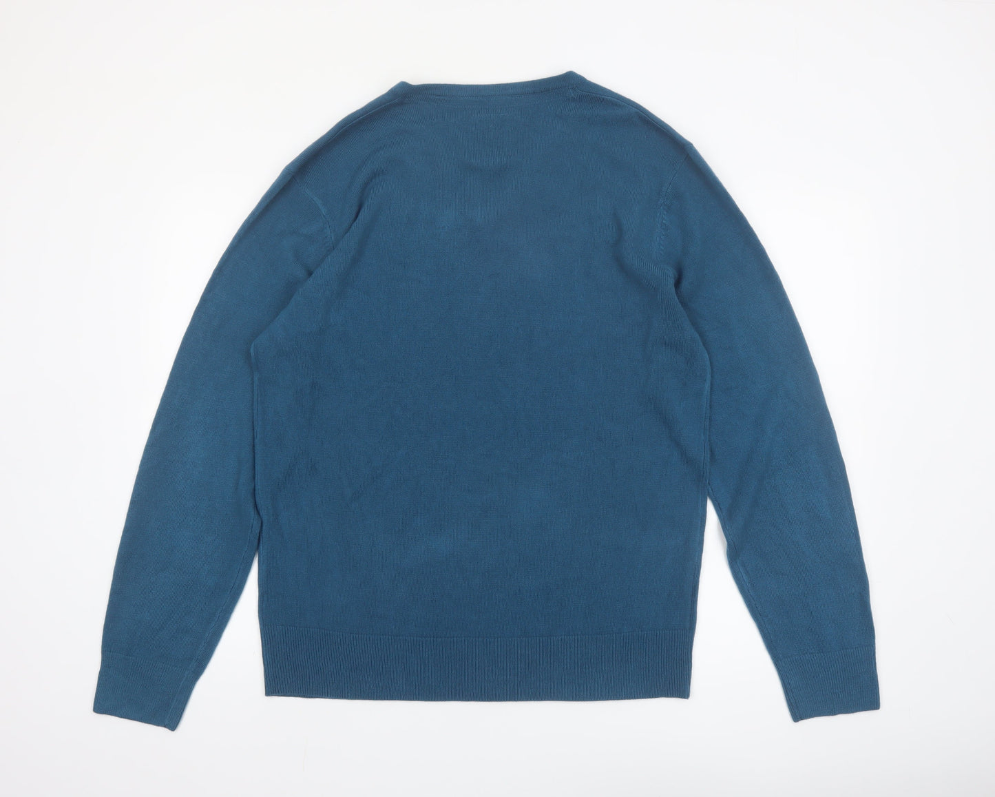 Peacocks Mens Blue V-Neck Acrylic Knit Jumper XL