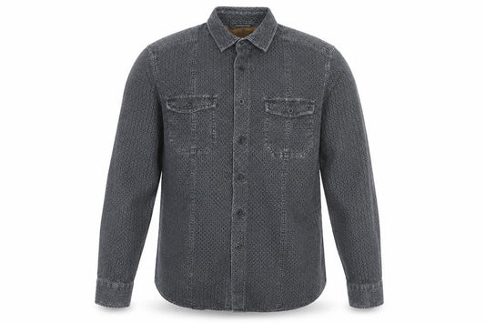 Black Brown 1826 Men's Grey Geometric Long Sleeve Button-Up Shirt Size M