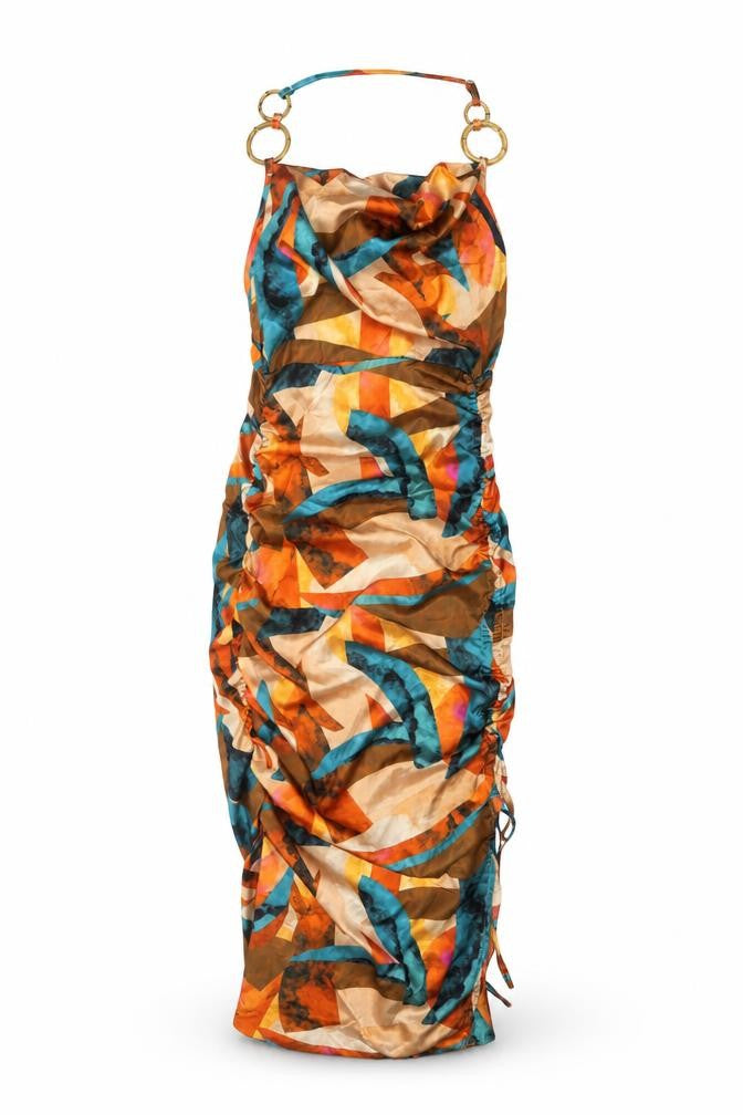 PRETTYLITTLETHING Women’s Multicoloured Halter Slip Dress Size 8