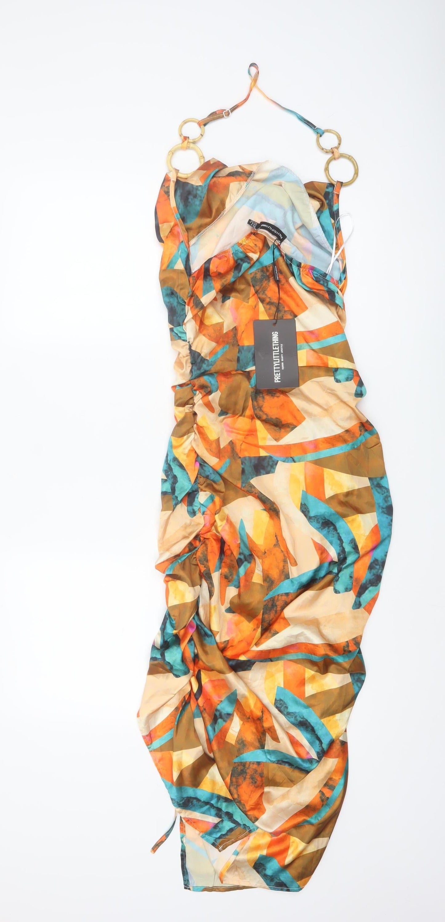 PrettyLittleThing Women’s Multicoloured Halter Slip Dress Size 8