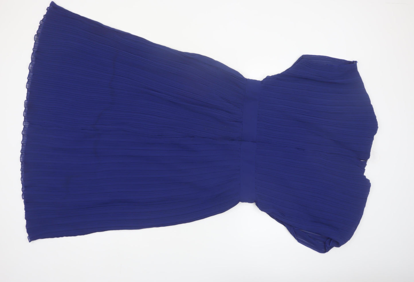 Boohoo Women Blue Size 16 Knee Length Pleated Wrap Dress
