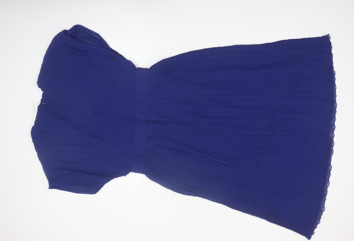 Boohoo Women Blue Size 16 Knee Length Pleated Wrap Dress