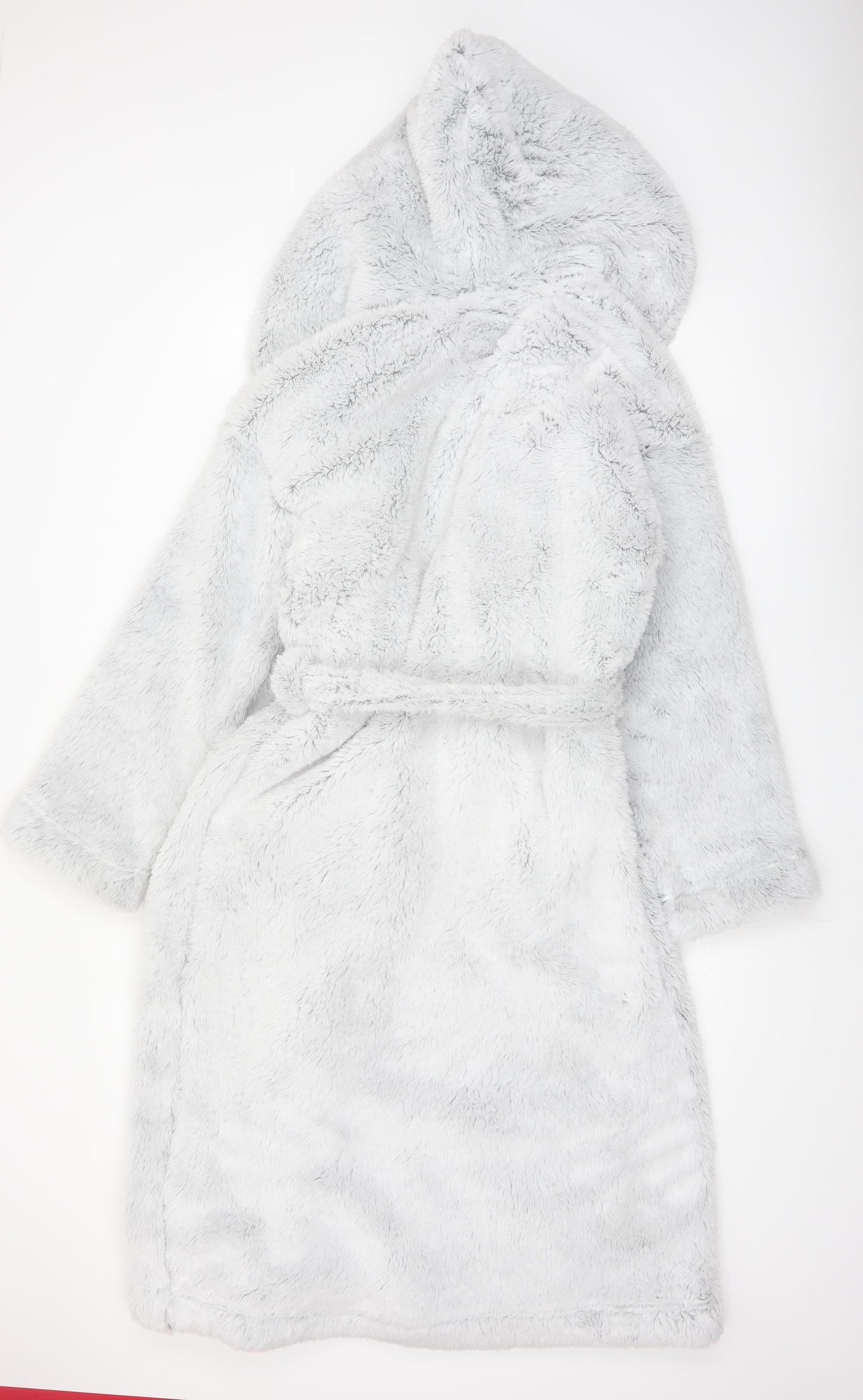 Marks and Spencer Women's Grey Fleece Hooded Robe M