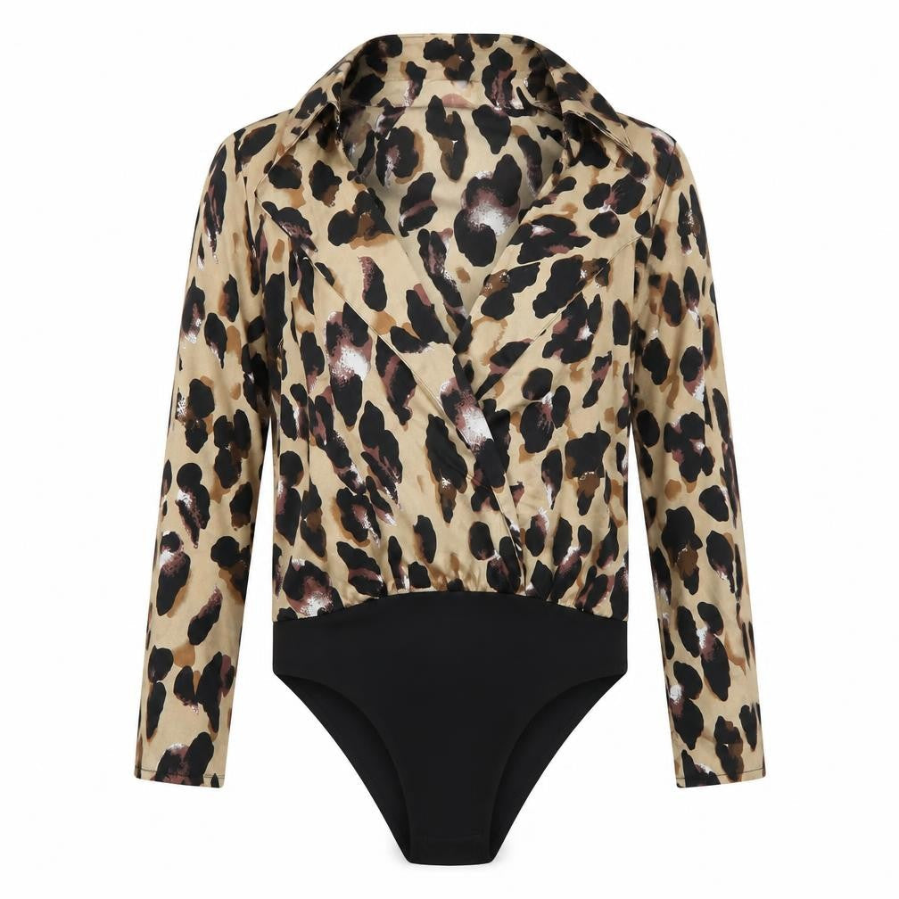 Quiz Women's Multicoloured Leopard Print Long Sleeve Bodysuit Size 10