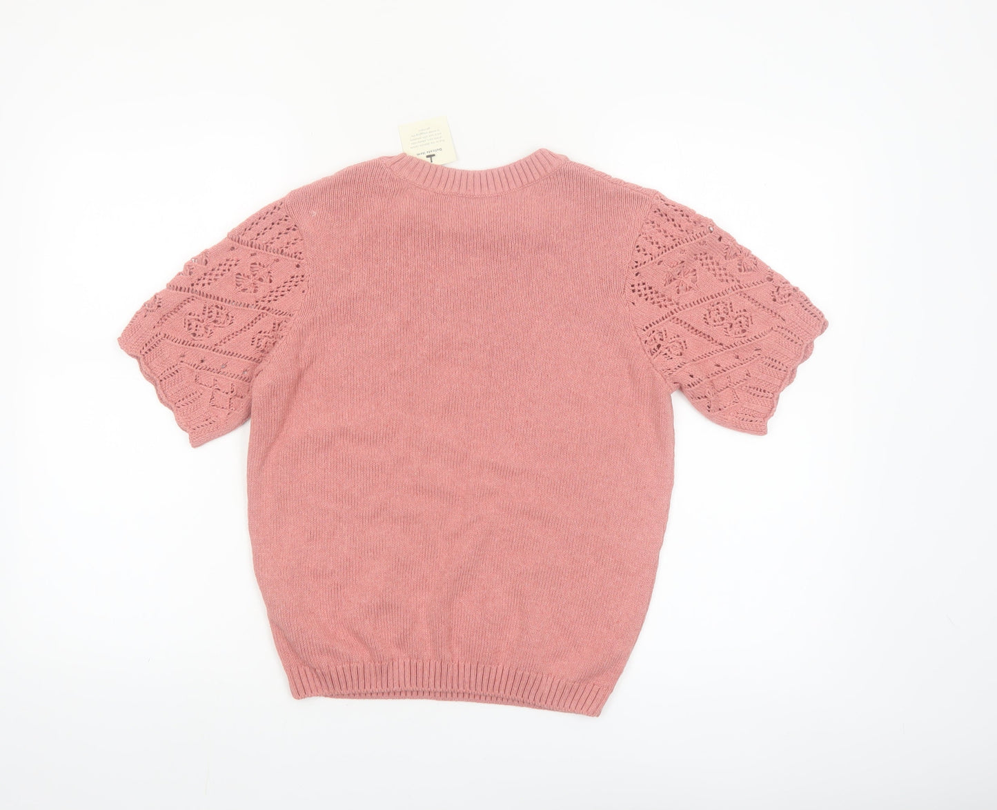 Tu Women Pink Short Sleeve Crew Neck Knit Jumper Size 8