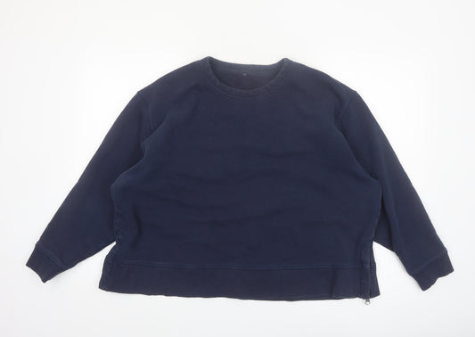 Marks and Spencer Women Navy Blue Cotton Pullover Sweatshirt Size 20