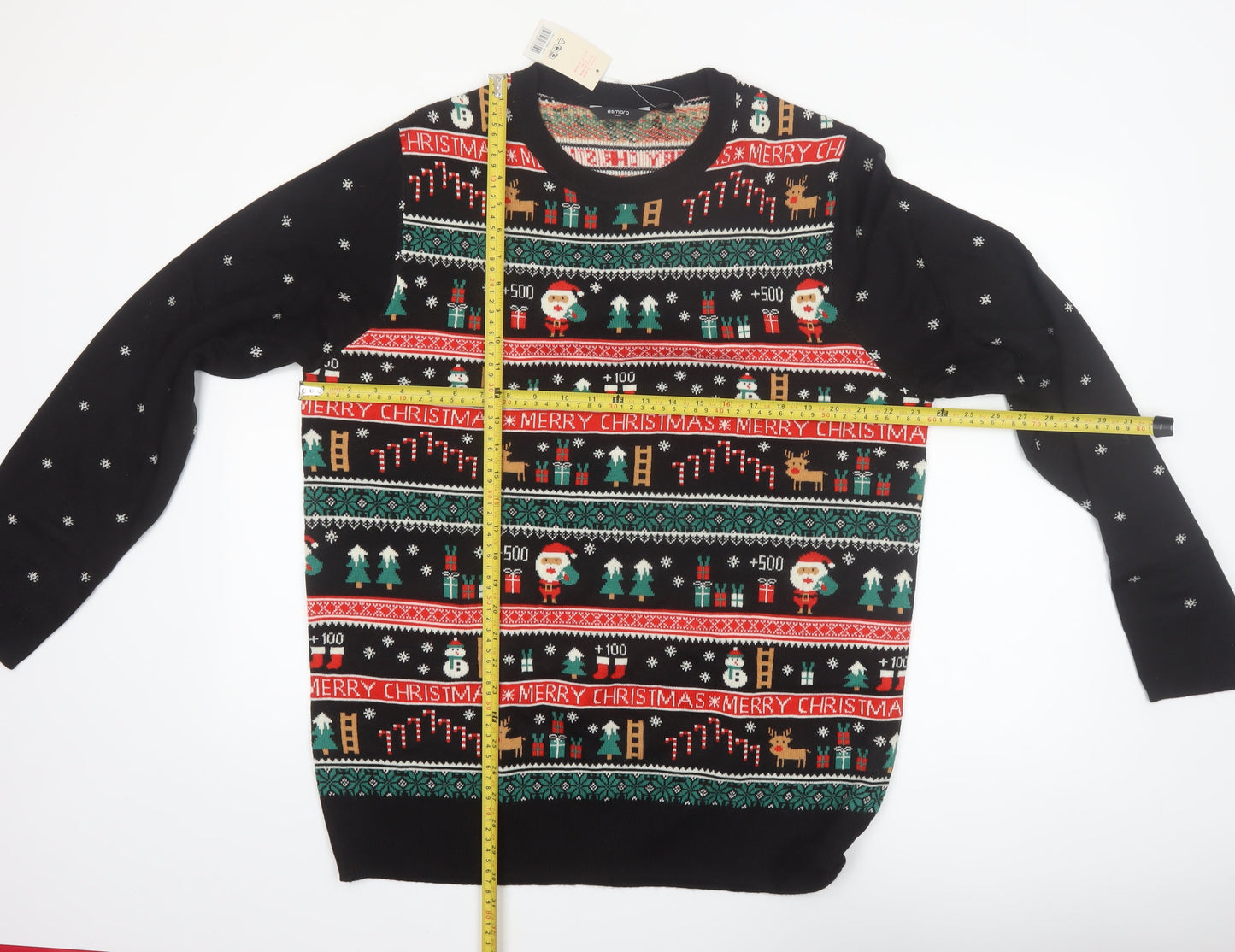 Esmara Men Black Christmas Fair Isle Acrylic Pullover Jumper XL