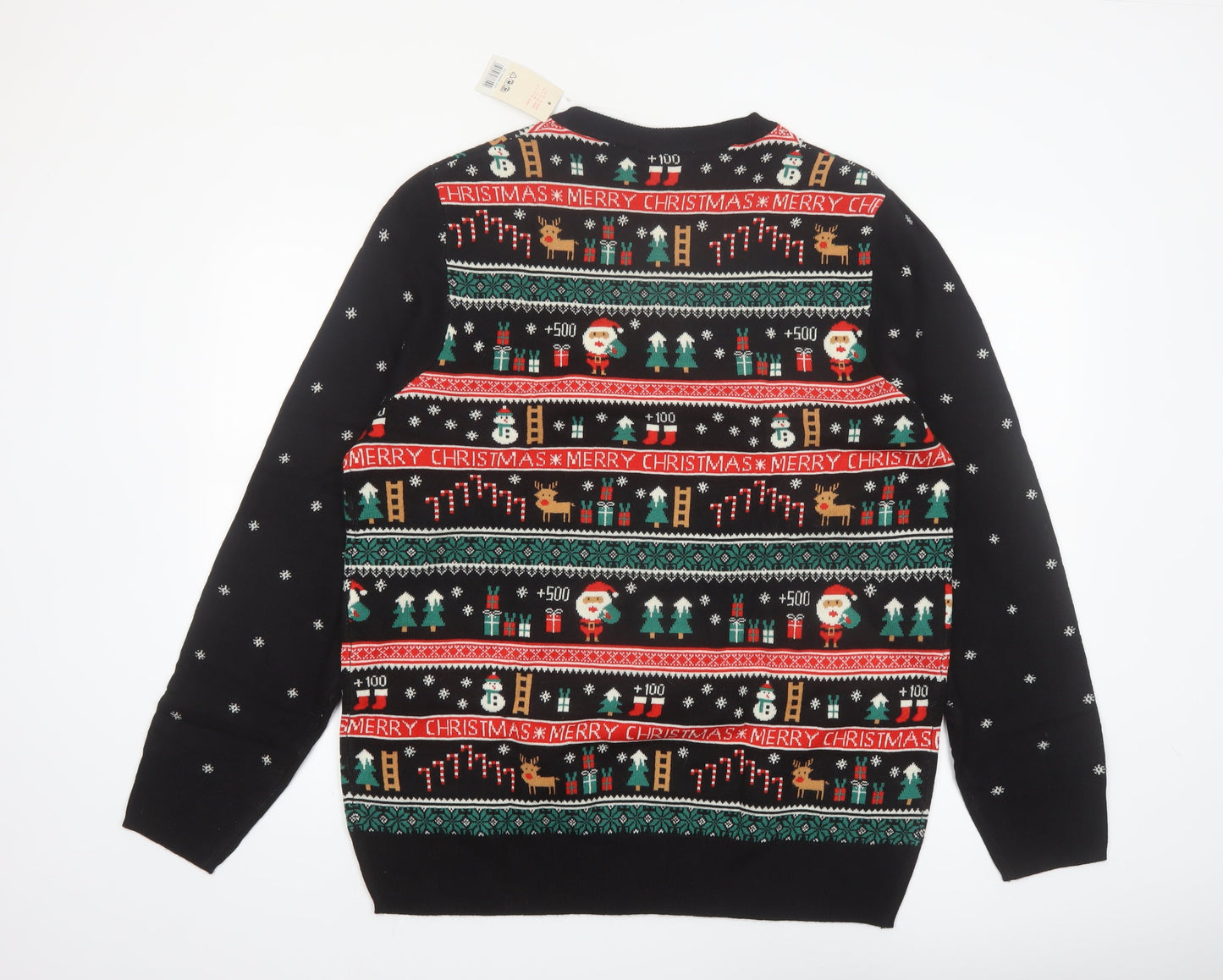 Esmara Men Black Christmas Fair Isle Acrylic Pullover Jumper XL