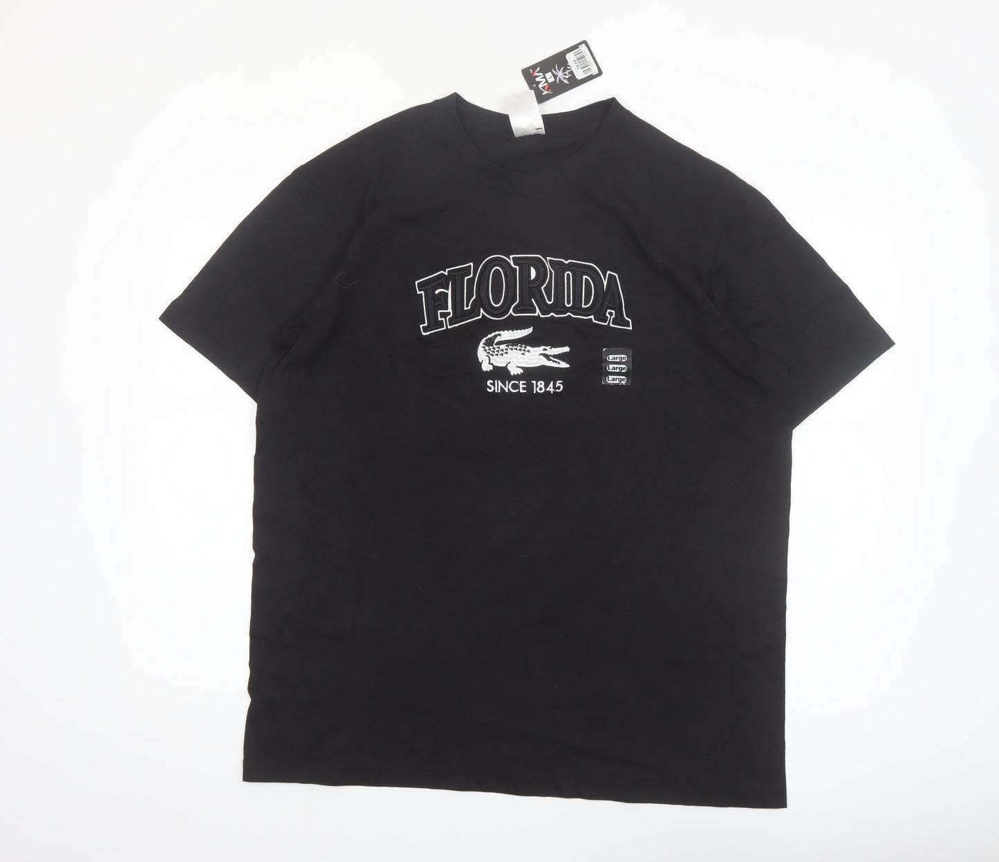 KMA Men's Black Florida Graphic Short Sleeve Cotton T-Shirt Size L