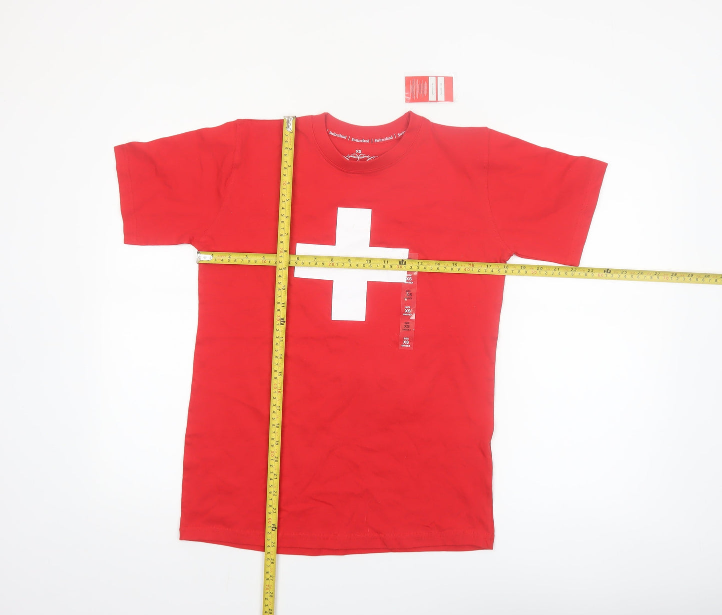 Splash Arts Men's Red Switzerland Flag Cotton T-Shirt XS