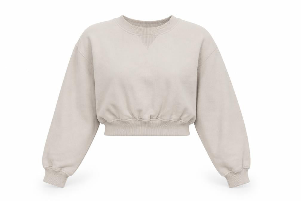 Bershka Women Beige Cropped Pullover Sweatshirt Size XS