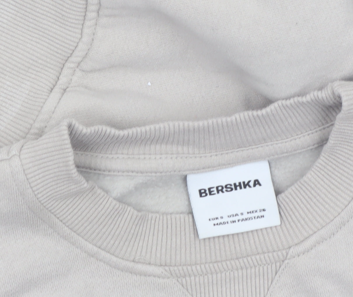 Bershka Women Beige Cropped Pullover Sweatshirt Size XS