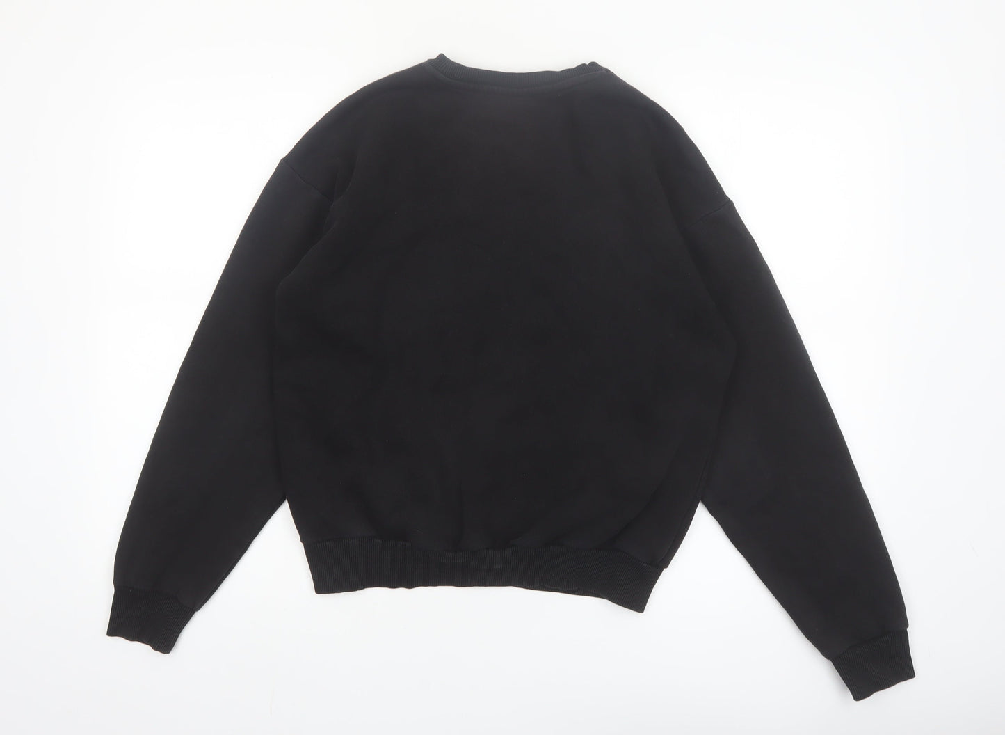 Puma Womens Black Small Pullover Sweatshirt Leopard Logo Cotton Blend