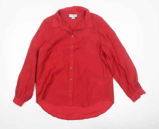 Never Fully Dressed Womens Red Long Sleeve Viscose Blouse UK 10