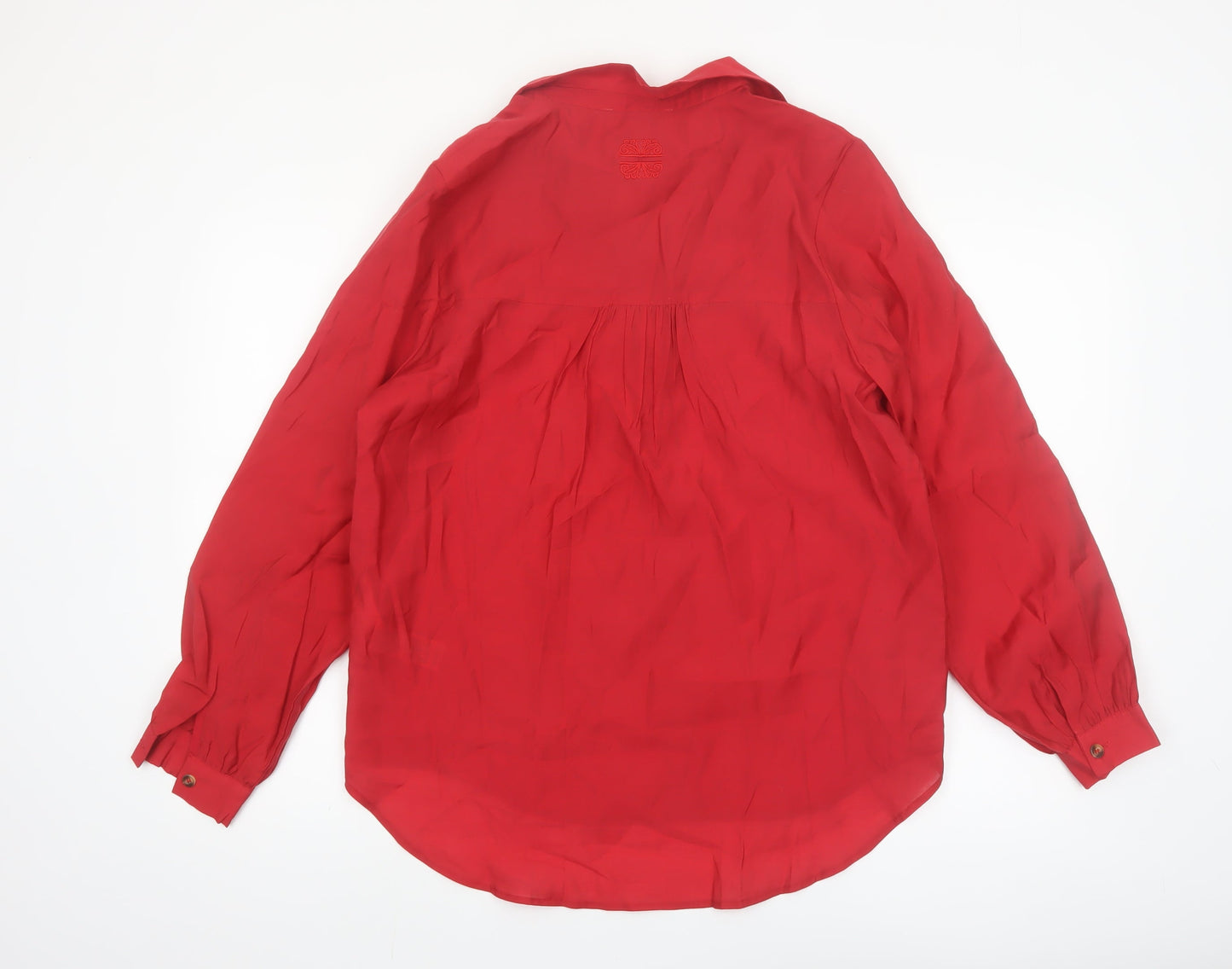 Never Fully Dressed Womens Red Long Sleeve Viscose Blouse UK 10