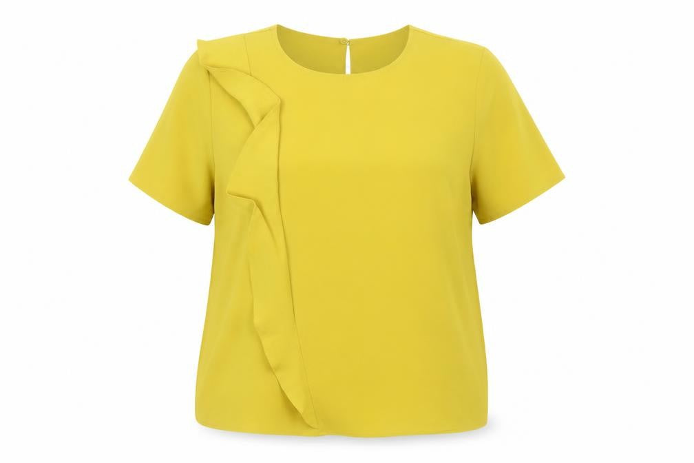 Marks & Spencer Women Petite Yellow Ruffle Blouse Size 14
