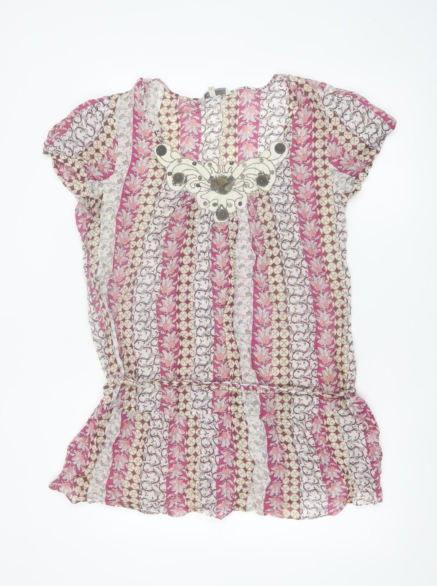 Rocha John Rocha Women's Pink Floral Cotton Tunic Blouse Size 18