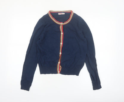 Additional front view of Cath Kidston Women's Blue Cardigan Small Knit Button Front