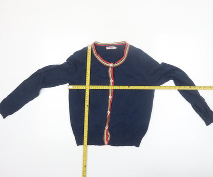 Back view of Cath Kidston Women's Blue Cardigan Small Knit Button Front