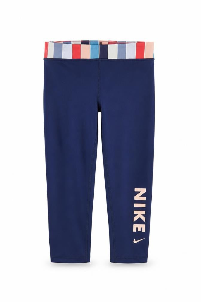 Nike Girls Navy Dri-FIT XL Leggings with Striped Waistband Activewear