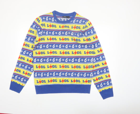 Livergy Men’s Blue Lidl Christmas Fair Isle Crew Neck Jumper M