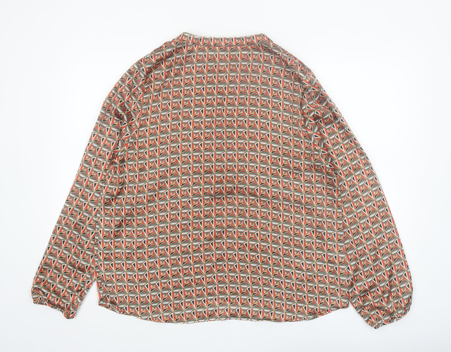 Gallery Women's Multicoloured Geometric Polyester Long Sleeve Tunic Blouse Size 16