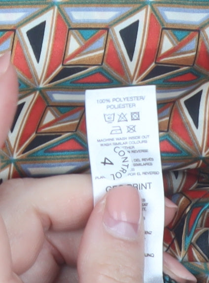 Gallery Women's Multicoloured Geometric Polyester Long Sleeve Tunic Blouse Size 16