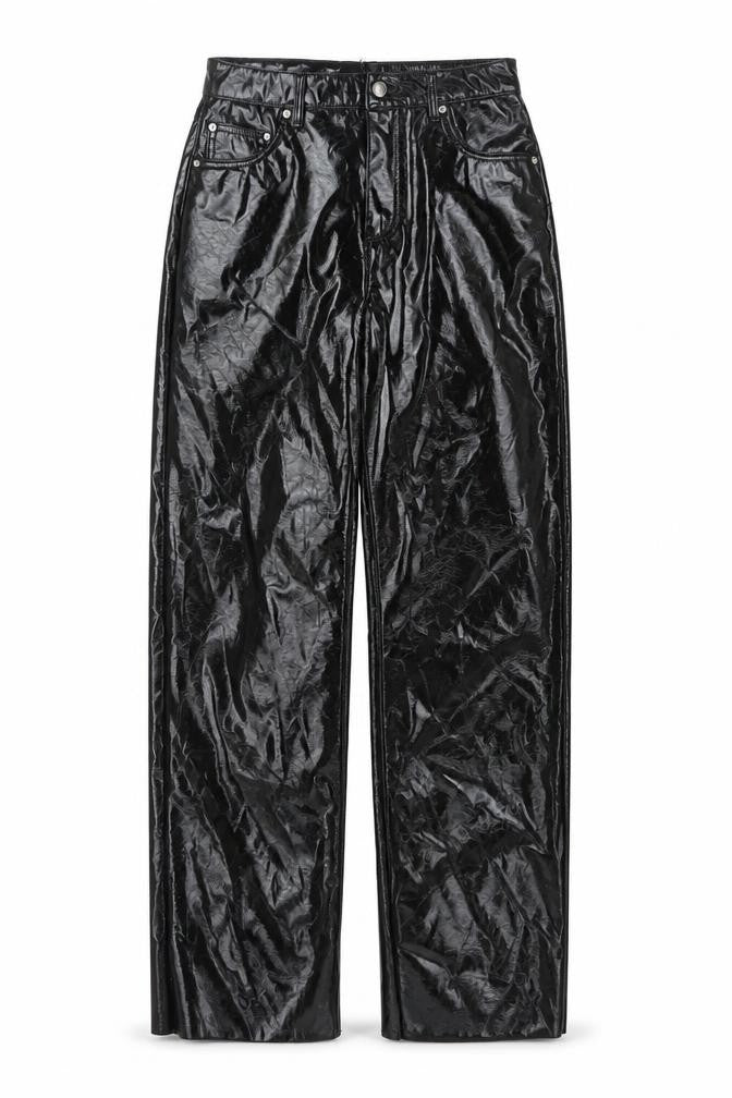 Vero Moda Women Black Glossy Straight Trousers Size 10