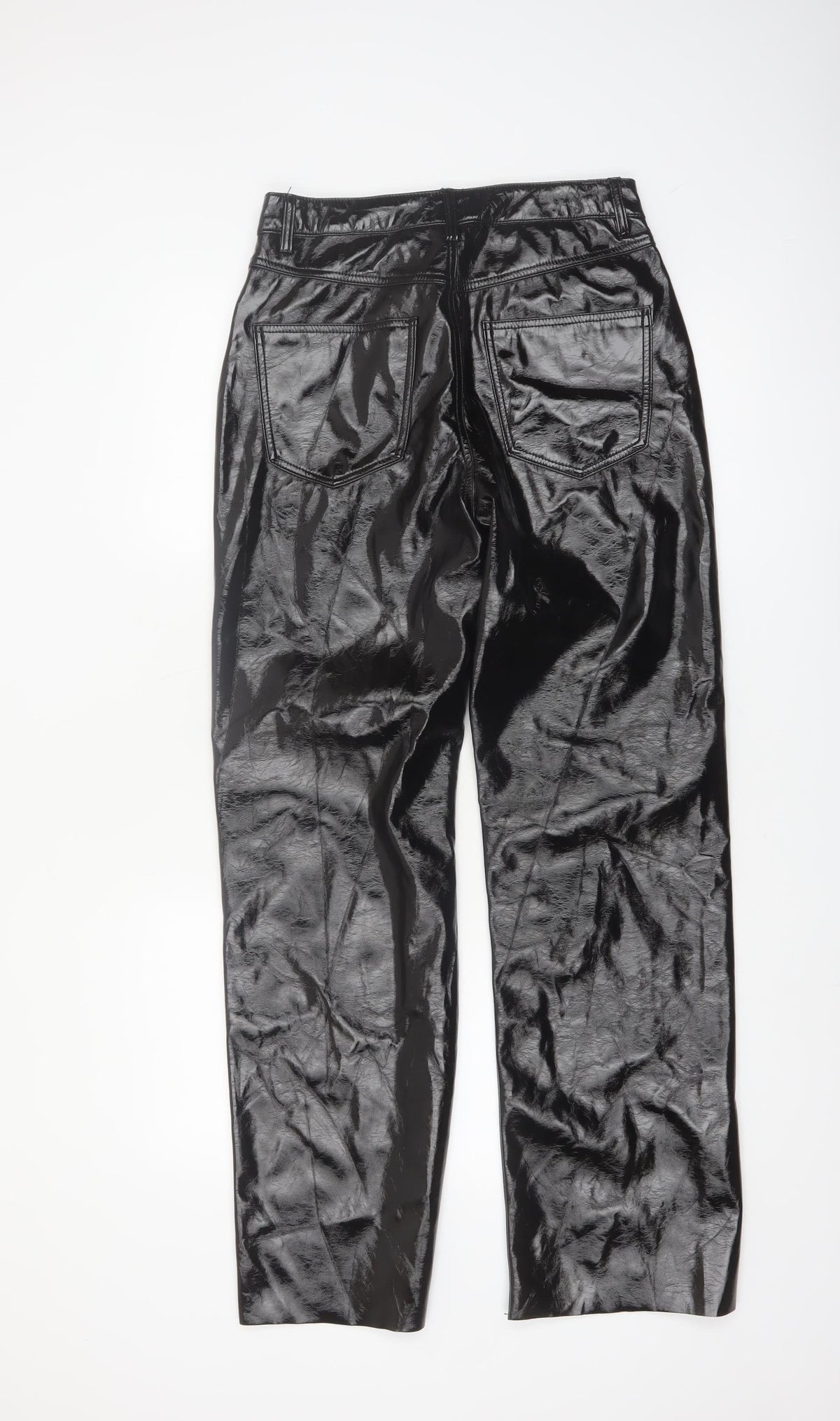 Vero Moda Women Black Glossy Straight Trousers Size 10