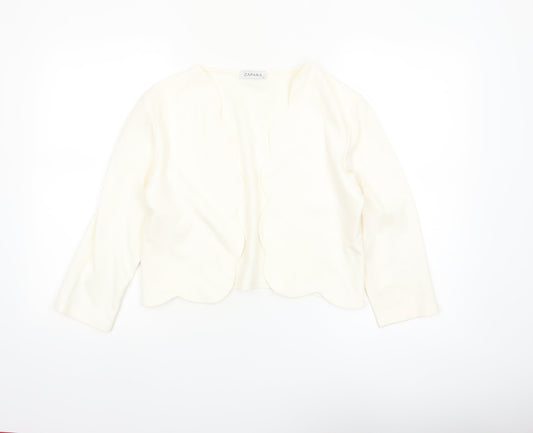 Zapara Women Ivory Cropped Long Sleeve Jersey Blouse Size 14