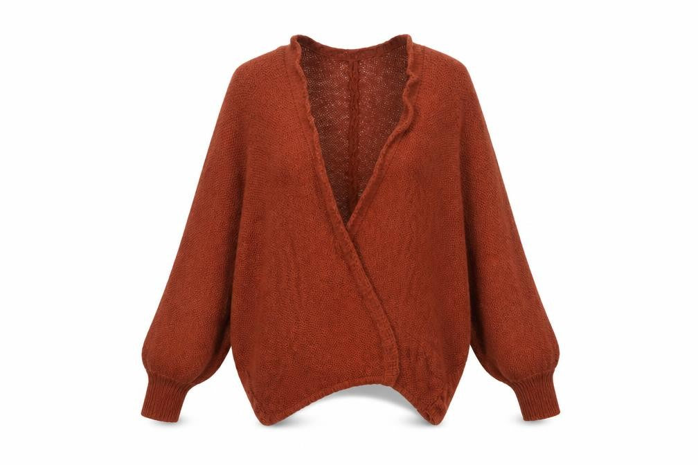 Wallis Women’s Brown Wrap Knit Jumper S V-Neck Dolman Sleeve