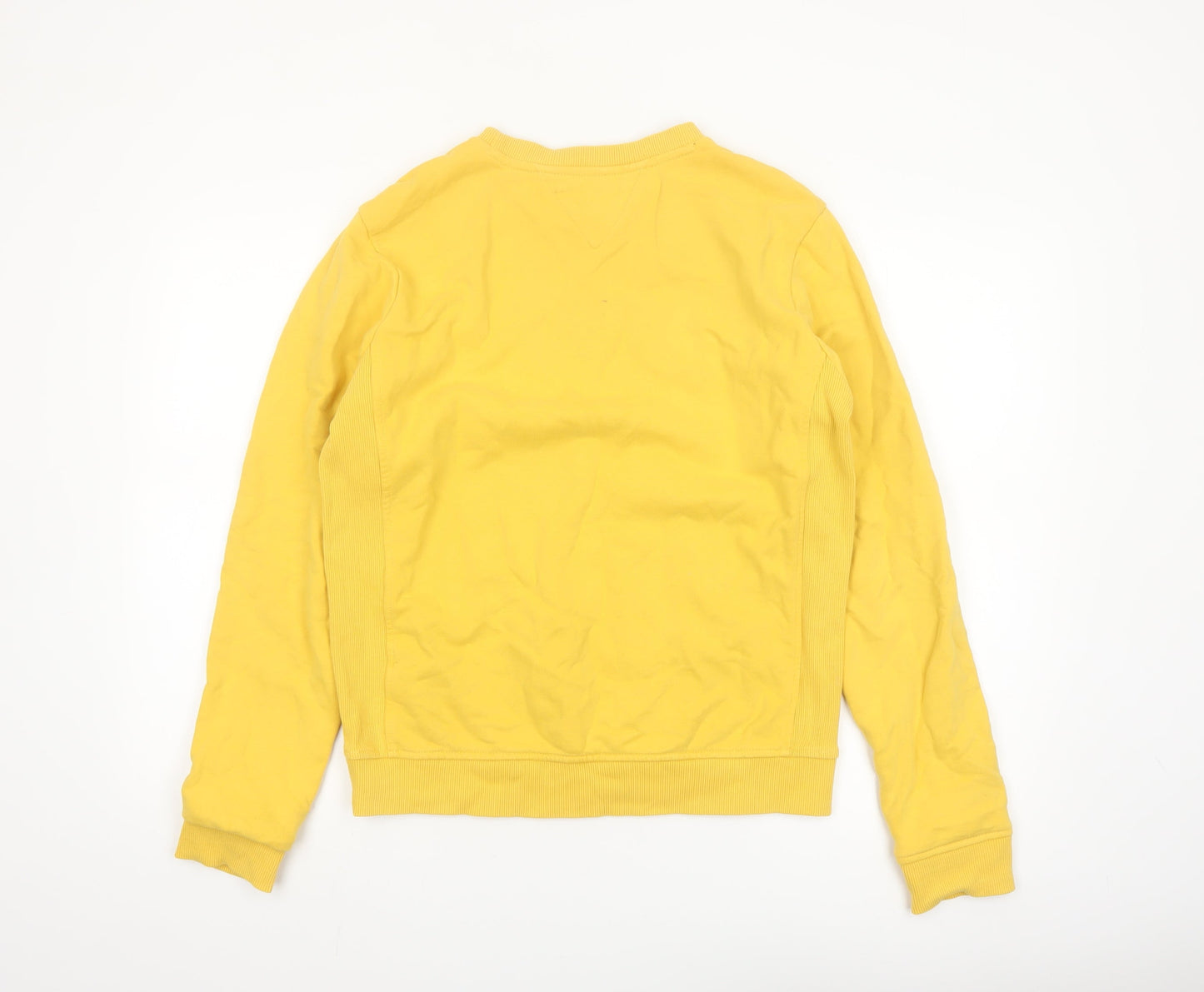 Tommy Hilfiger Boys Yellow Pullover Sweatshirt Size 176 Crew Neck Logo