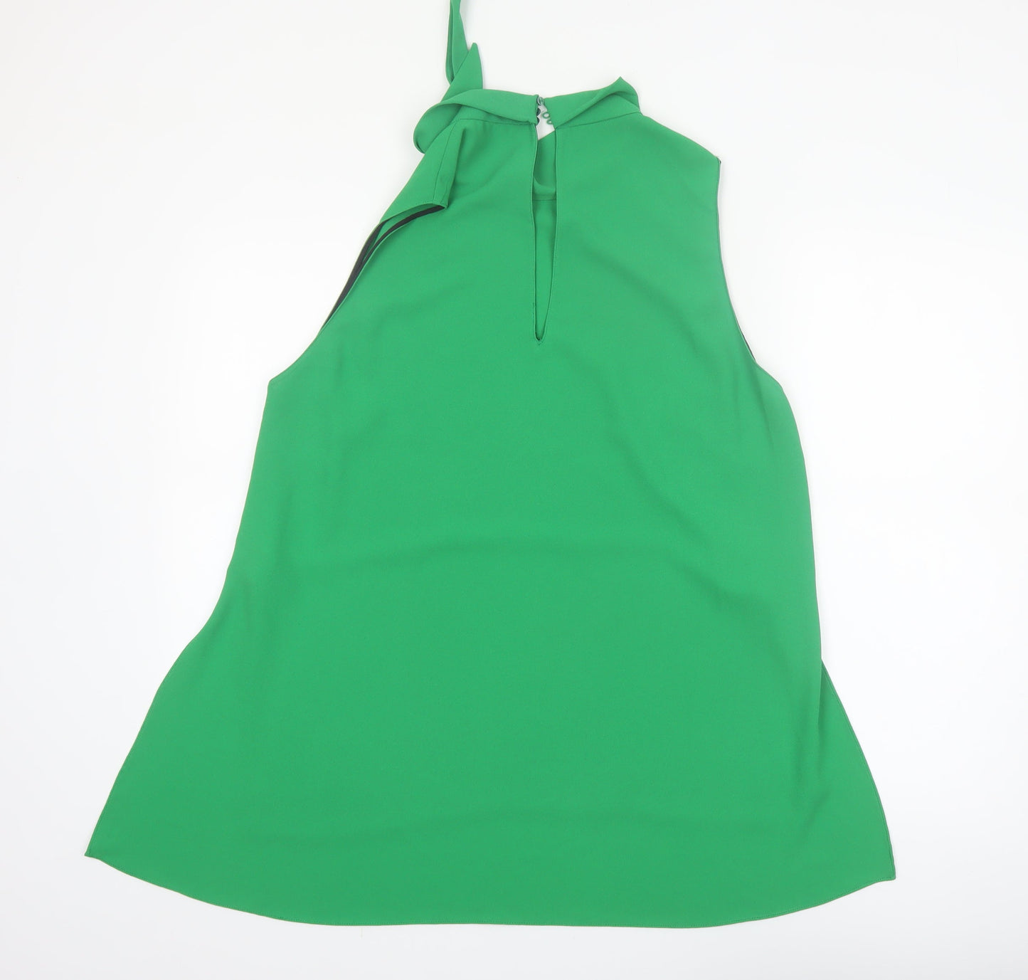 Zara Woman Green High Neck Bow Sleeveless Blouse Size 18